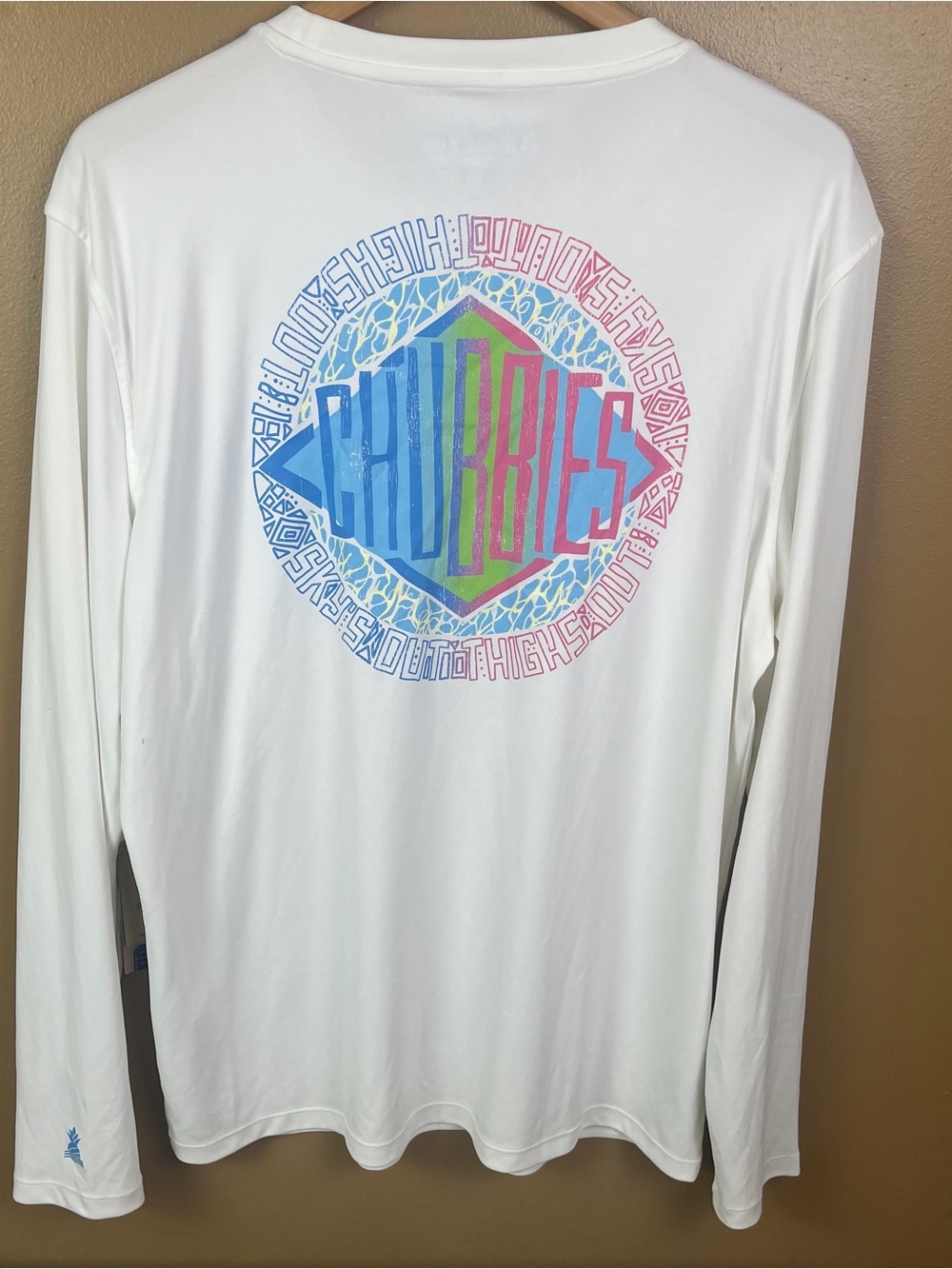 NEW Chubbies White The Reflector Sun Crew Long Sleeve Men's Shirt Size Large